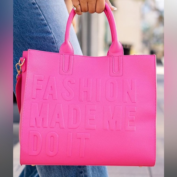 Handbags - HOUSE OF REHAB  BLACK OWNED Pink FAUX LEATHER PEBBLE MEDIUM tote